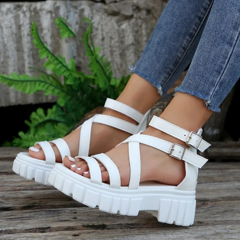 Chunky High Heels Roman Sandals - HAPPYHEAVENS™