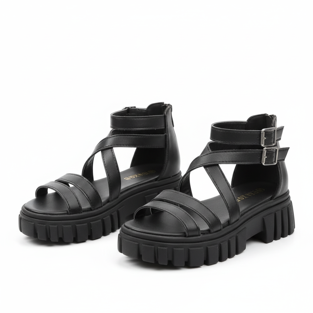 Black Nova chunky sandals - corrected design