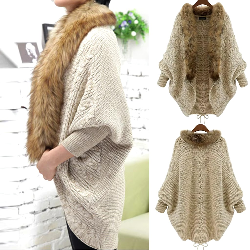 Women Knitted Sleeve Poncho - HAPPYHEAVENS™