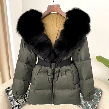 Women's Winter Parka with Real Fox Fur Collar - HAPPYHEAVENS™