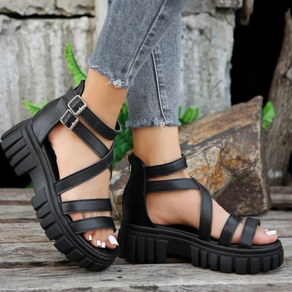 Chunky High Heels Roman Sandals - HAPPYHEAVENS™