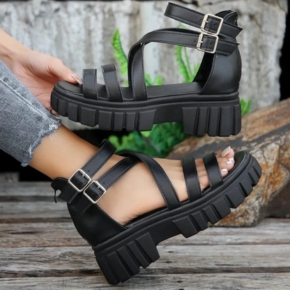 Chunky High Heels Roman Sandals - HAPPYHEAVENS™