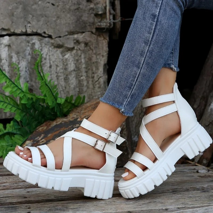 Chunky High Heels Roman Sandals - HAPPYHEAVENS™