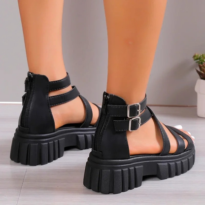 Chunky High Heels Roman Sandals - HAPPYHEAVENS™