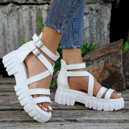 Chunky High Heels Roman Sandals - HAPPYHEAVENS™