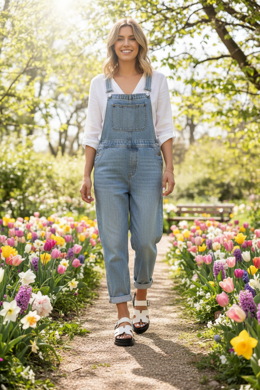 Walking through spring garden