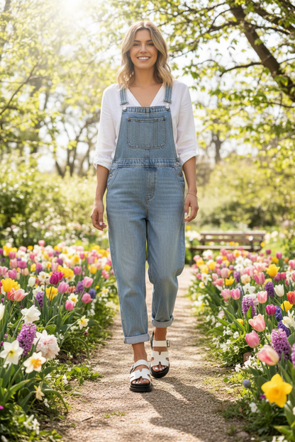 Walking through spring garden