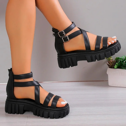 Chunky High Heels Roman Sandals - HAPPYHEAVENS™