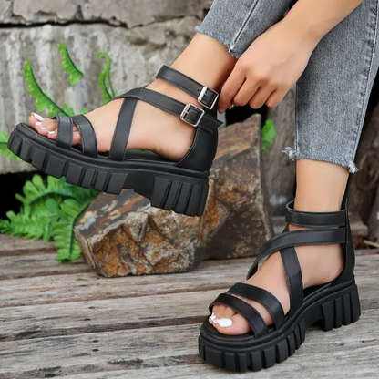 Chunky High Heels Roman Sandals - HAPPYHEAVENS™